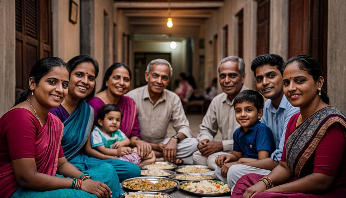 বারান্দায় একসঙ্গে খাওয়ার দৃশ্য