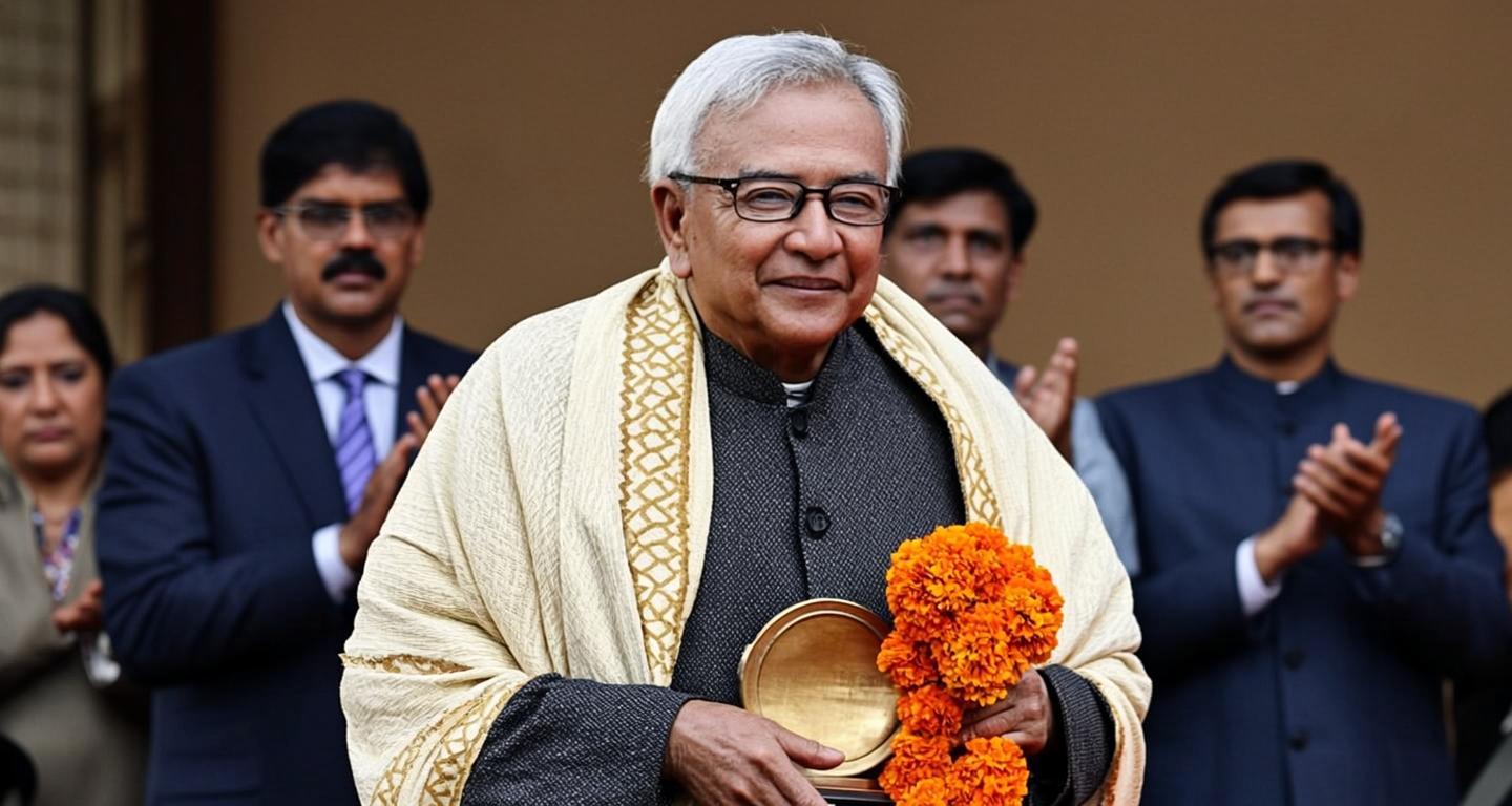 সম্মাননা অনুষ্ঠানে পুরস্কার গ্রহণ